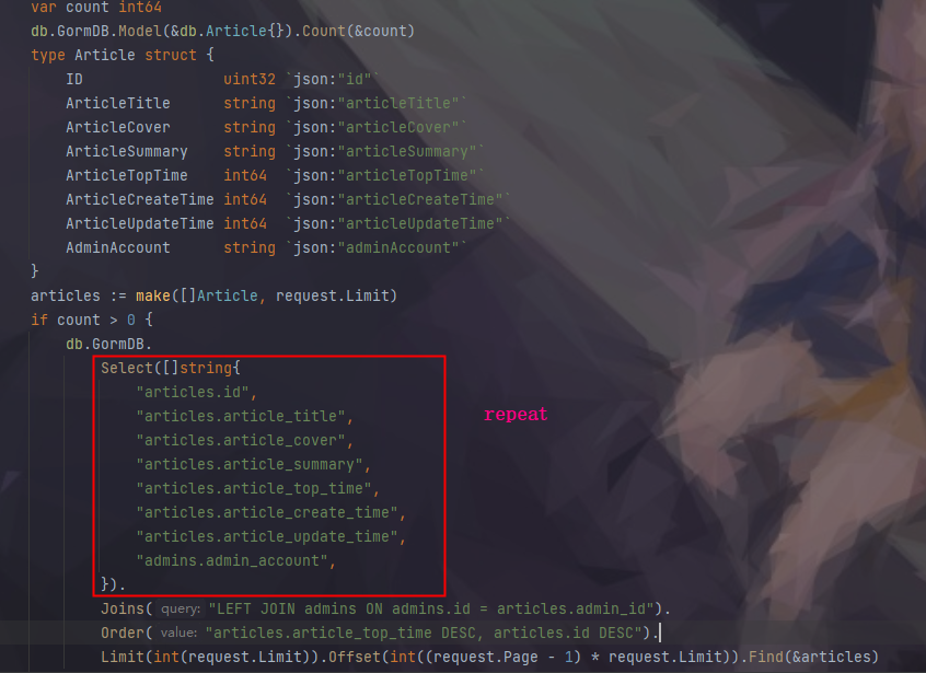 Gorm I want to specify the table name when specifying the field