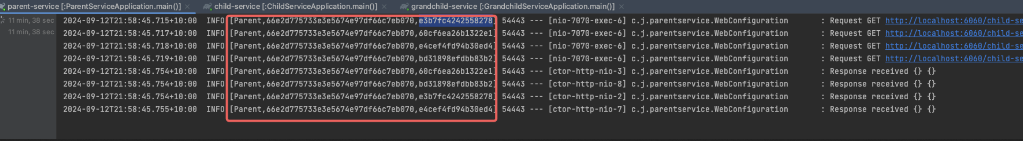 Spring SpanId changes on WebClient request