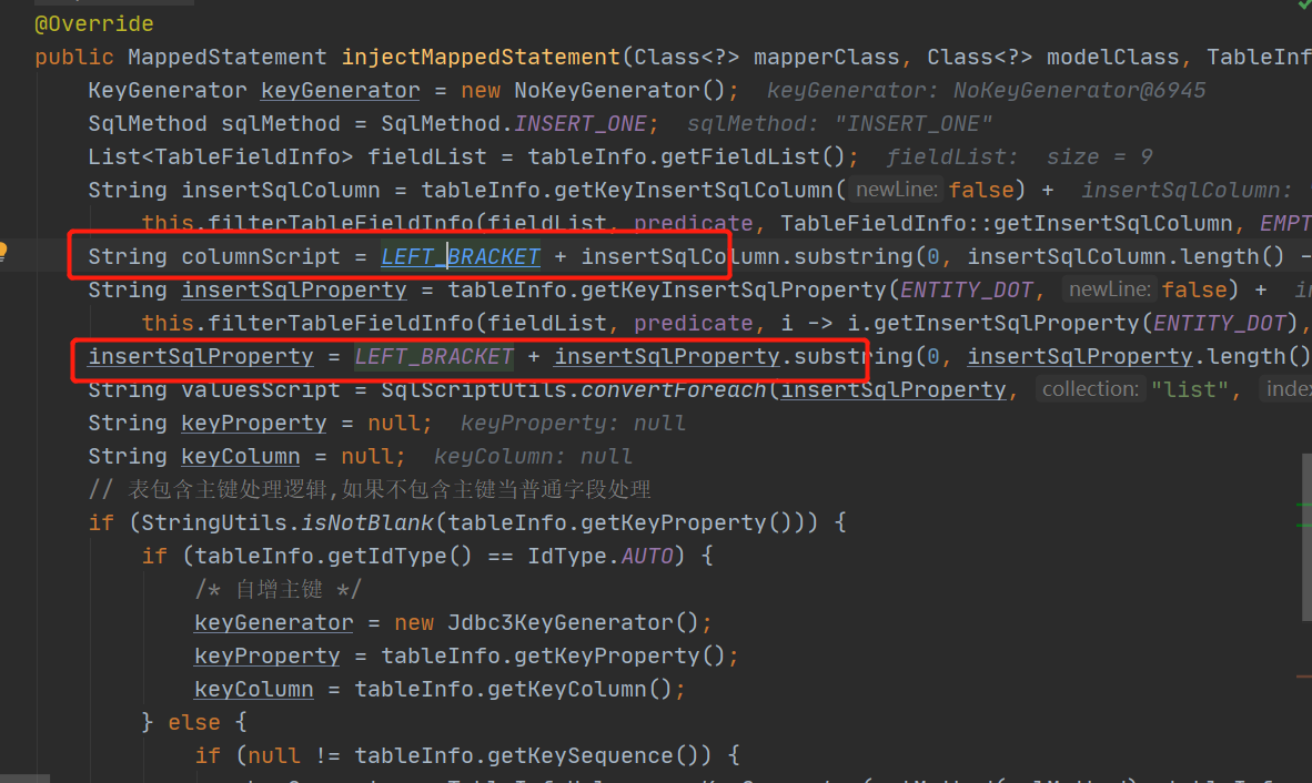 MyBatis-Plus 集成选装件InsertBatchSomeColumn批量插入默认会插入null值