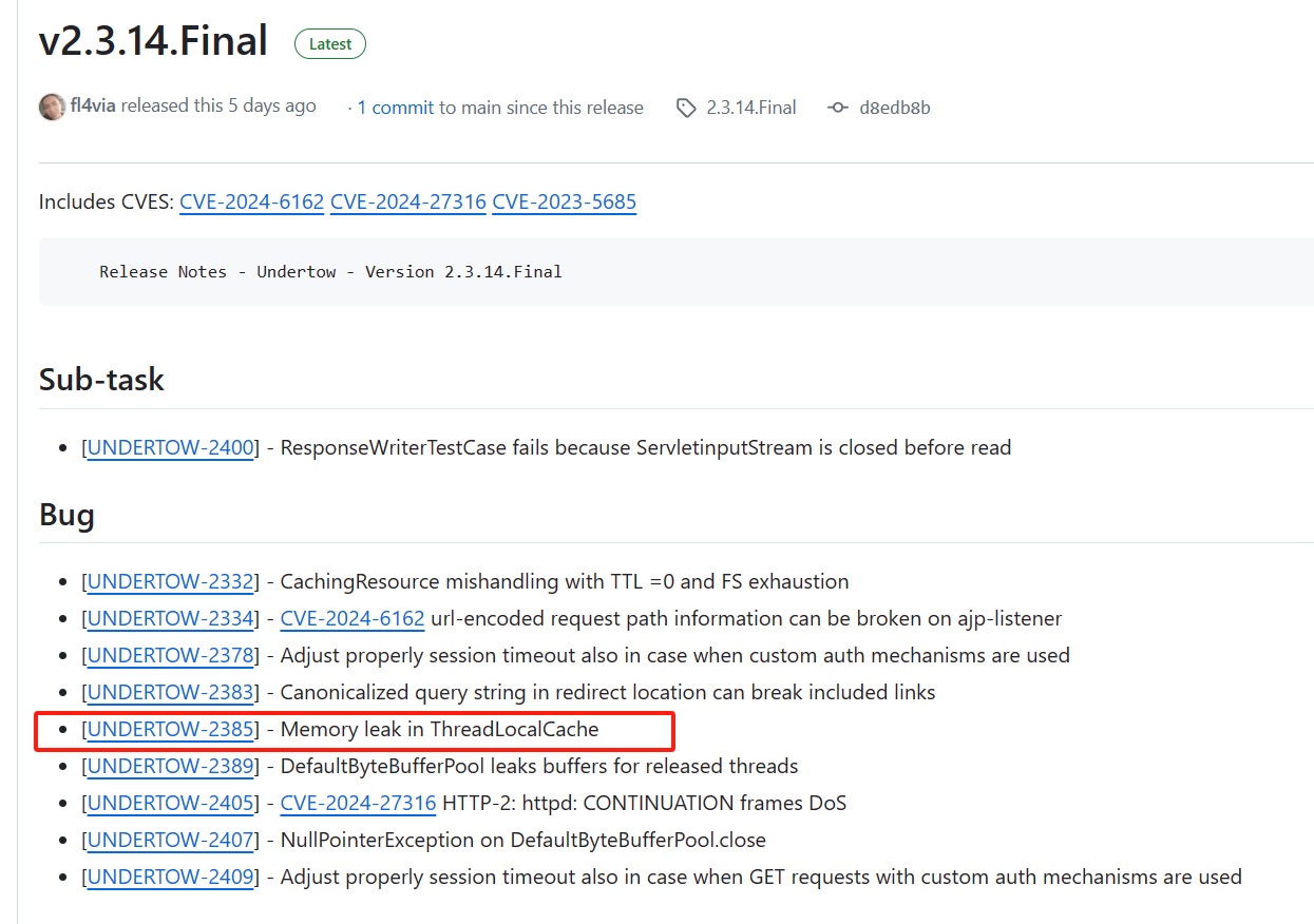 SpringBoot Remove virtual thread support for Undertow as it leaks memory