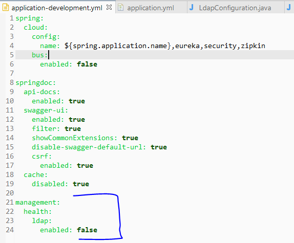 SpringBoot LDAP health check does not use custom configuration