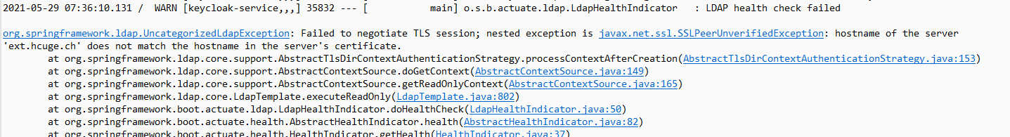 SpringBoot LDAP health check does not use custom configuration