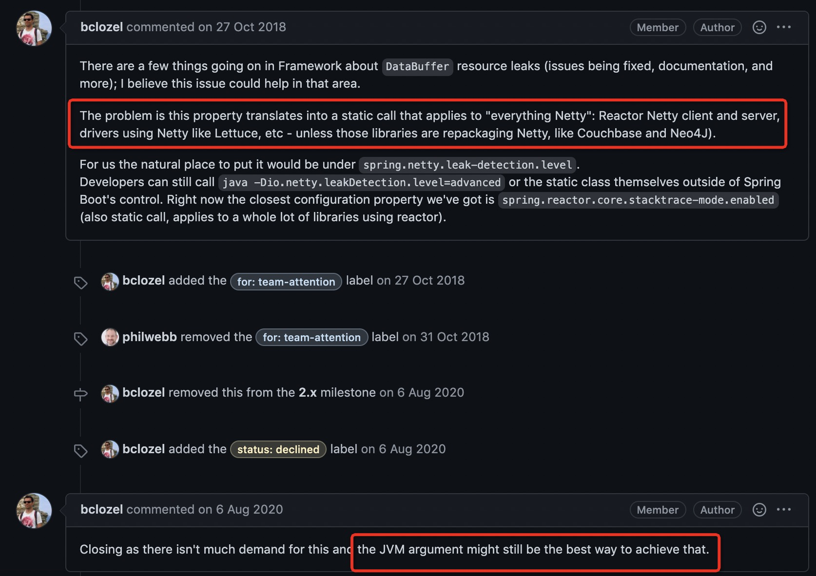 SpringBoot Default value of spring.netty.leak-detection does not match Netty's default