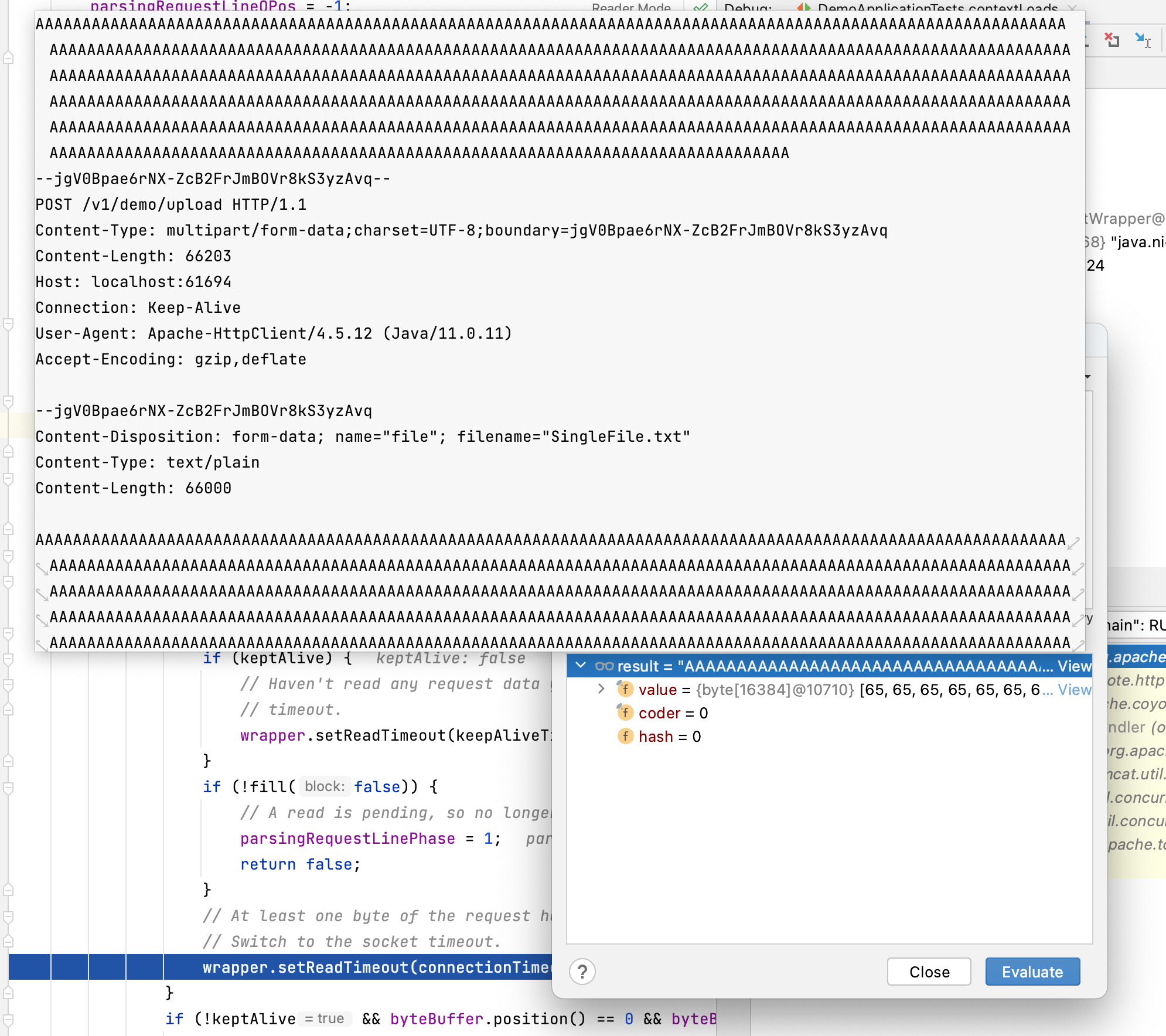 SpringBoot RestTemplate writes out of order data to socket on Mac OS when request body > 65KB