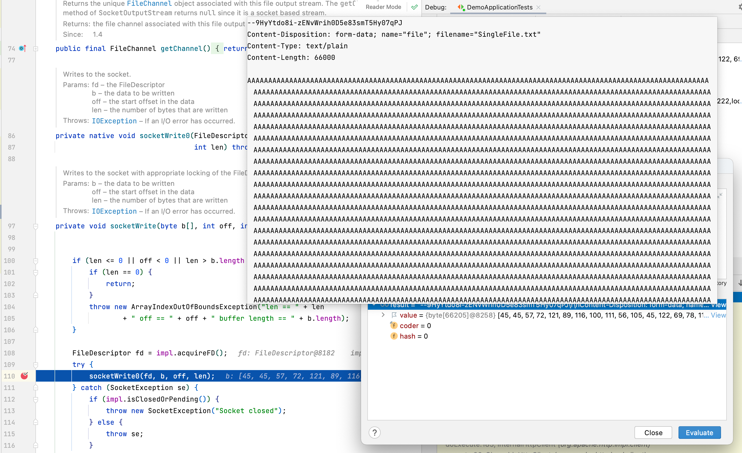 SpringBoot RestTemplate writes out of order data to socket on Mac OS when request body > 65KB