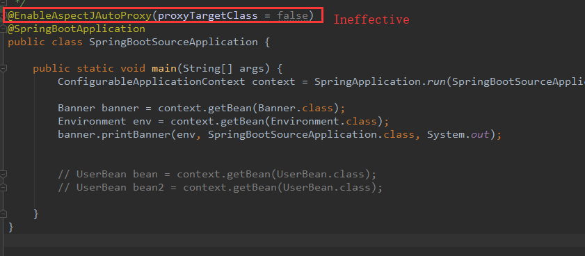 SpringBoot When the AOP autoconfiguration is turned off with attribute spring.aop.auto=false, it is ineffective to open the JDK agent with @EnableAspectJAutoProxy