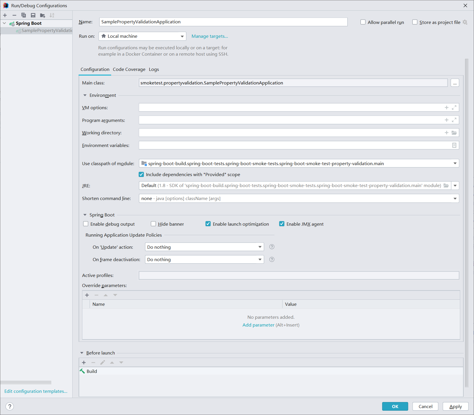 SpringBoot smoketest.propertyvalidation.SamplePropertyValidationApplication start error 
