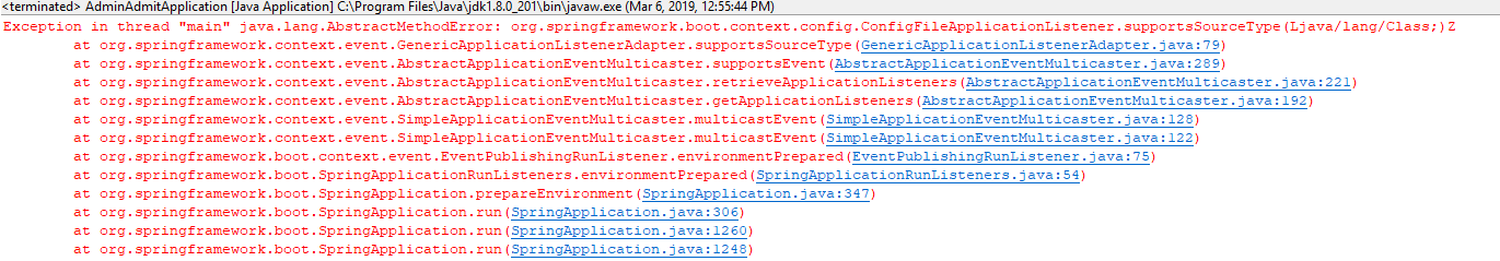 SpringBoot Exception in thread 