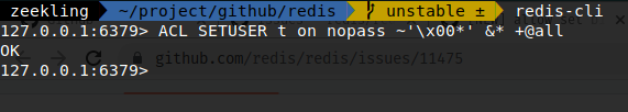 Redis [NEW] allow set binary prefix for acl
