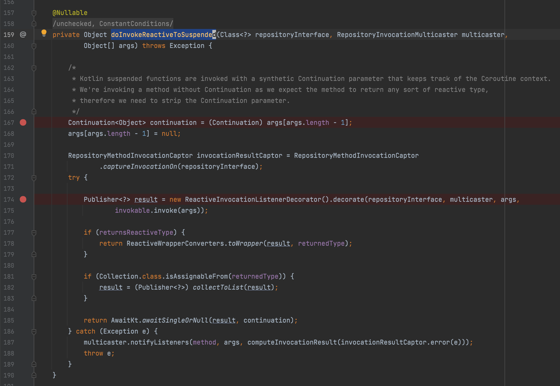 SpringBoot Why RepositoryMethodInvoker.doInvokeReactiveToSuspended strips coroutine continuation?