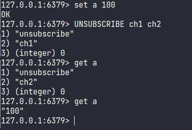 Redis [BUG] Wrong response in redis-cli after unsubscribing channels and use another command to get data.