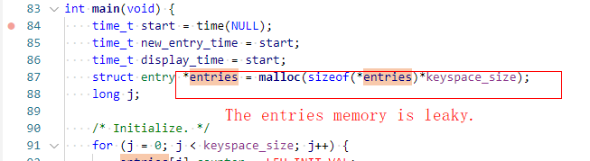 Redis [BUG] The main function has memory leak in utils\lru\lfu-simulation.c  