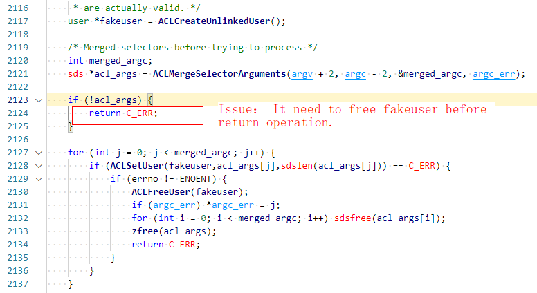 Redis [BUG]There is a memory leak in ACLAppendUserForLoading  function