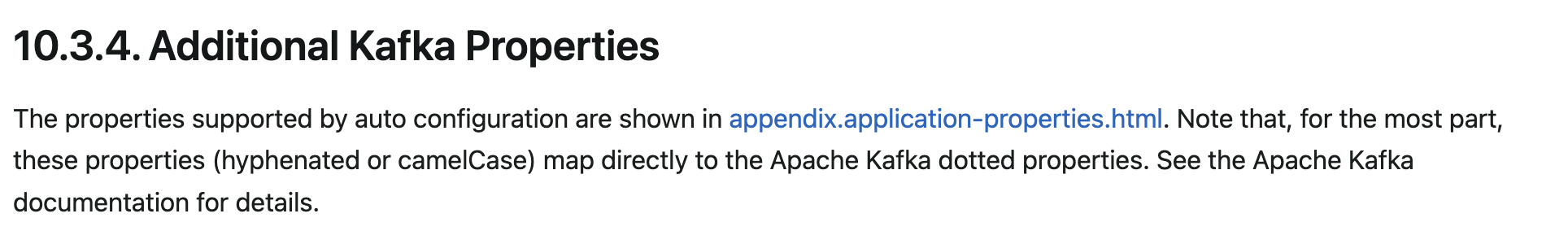 SpringBoot Link directly to the Integration Properties section of the appendix when cross-referencing Kafka properties