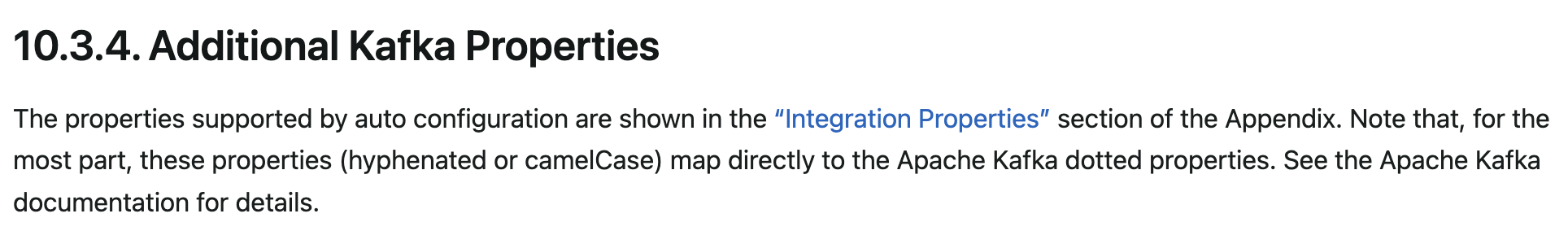 SpringBoot Link directly to the Integration Properties section of the appendix when cross-referencing Kafka properties