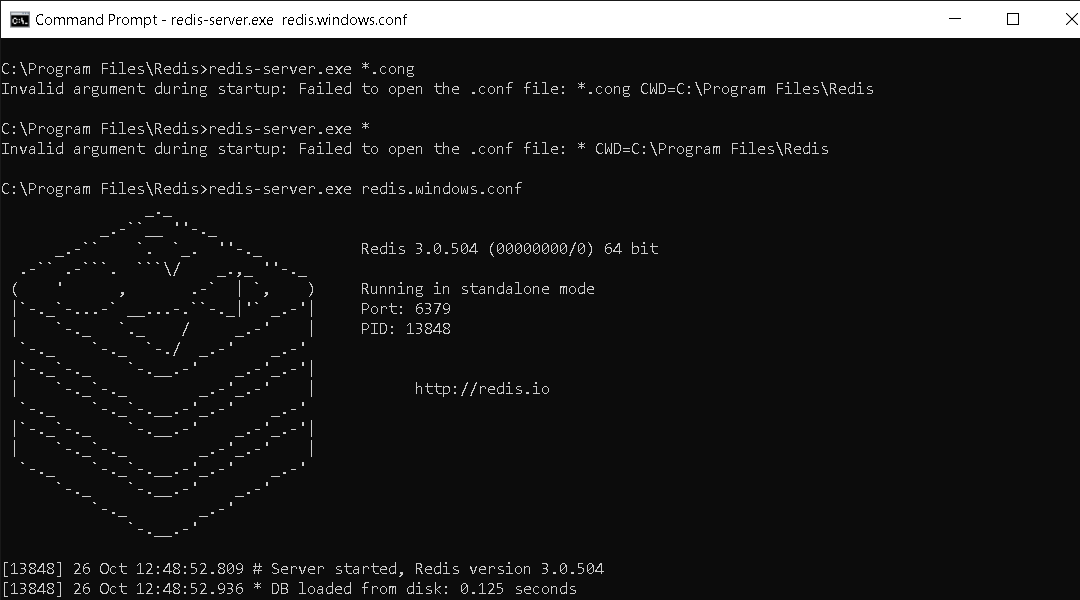 Command Prompt - redis-server exe  redis windows conf 10_26_2021 12_52_27 PM