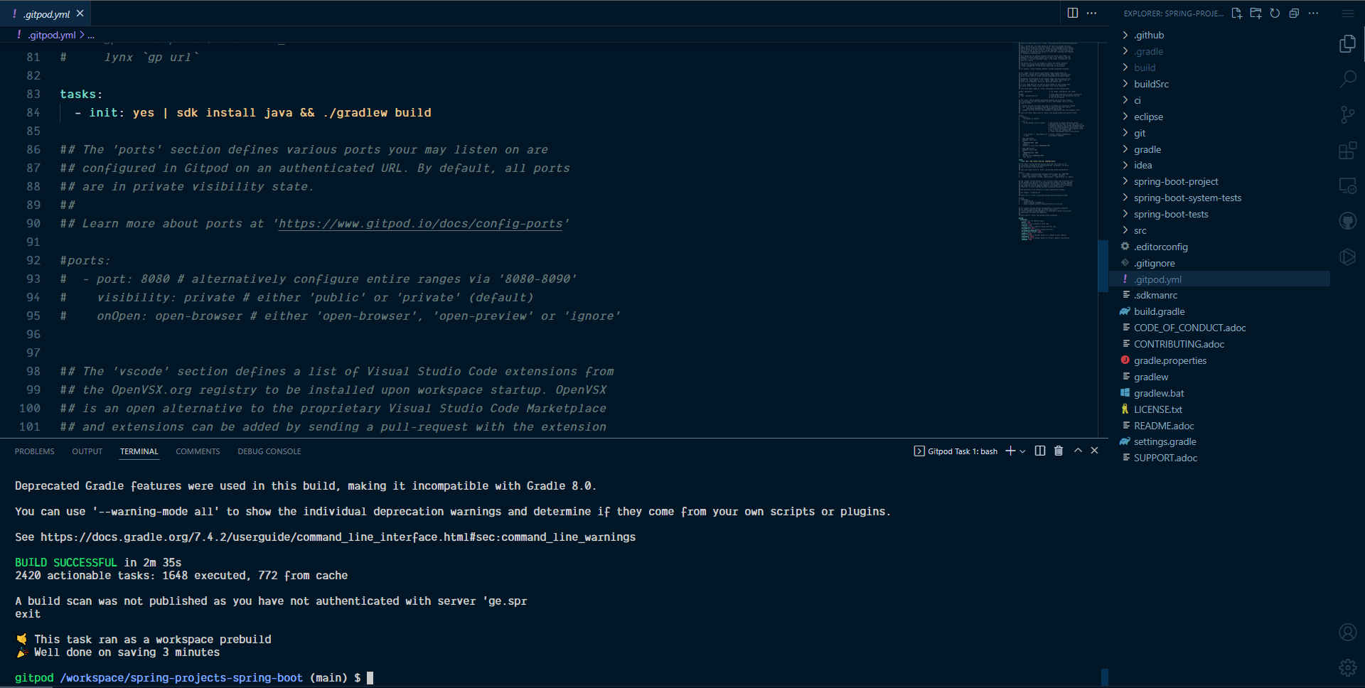 Gitpod Prebuild Saved Building Time