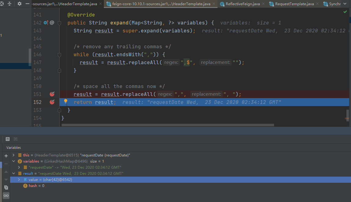 Spring Cloud Openfeign OpenFeign version >= 2.2.3.RELEASE @RequestHeader will repace ',' to ', ' (One more white space), but it's ok in 2.2.2.RELEASE