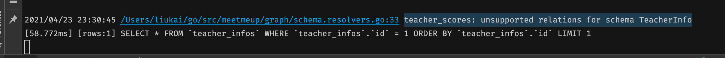 Gorm gorm preload : error : teacher_scores: unsupported relations for schema TeacherInfo 
