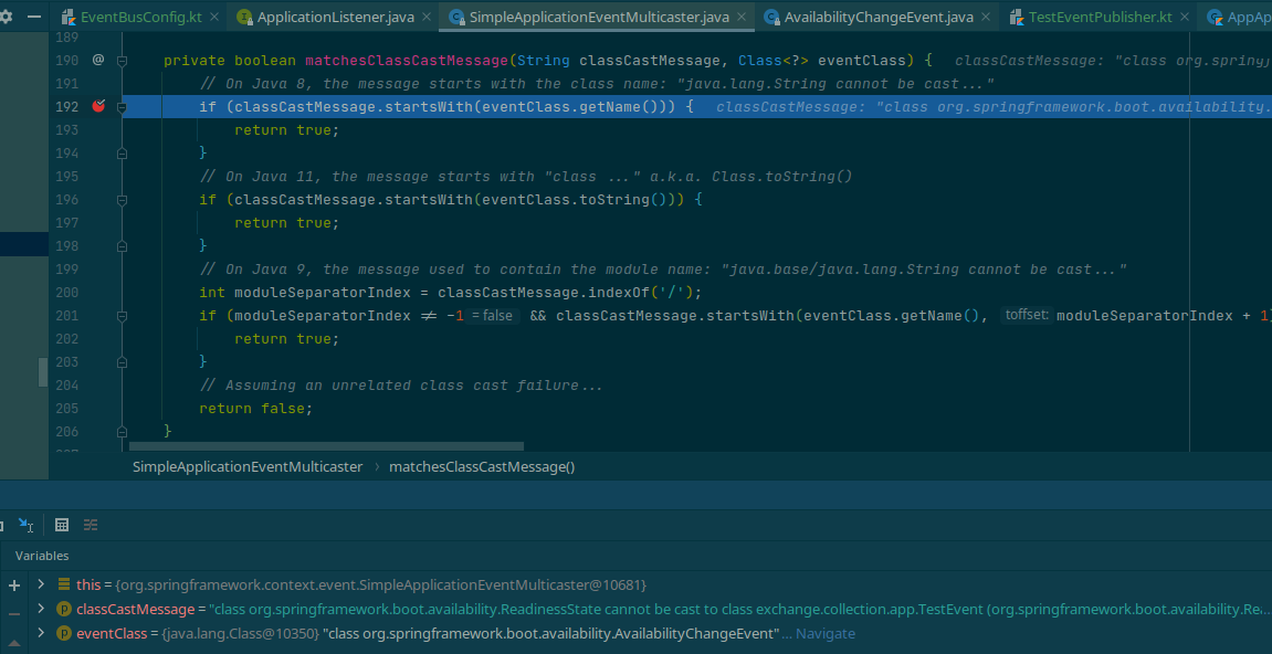 Spring ClassCastException handling at SimpleApplicationEventMulticaster of payload items