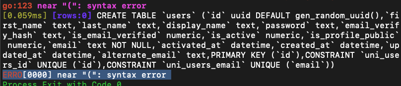 Gorm ERRO[0000] near 