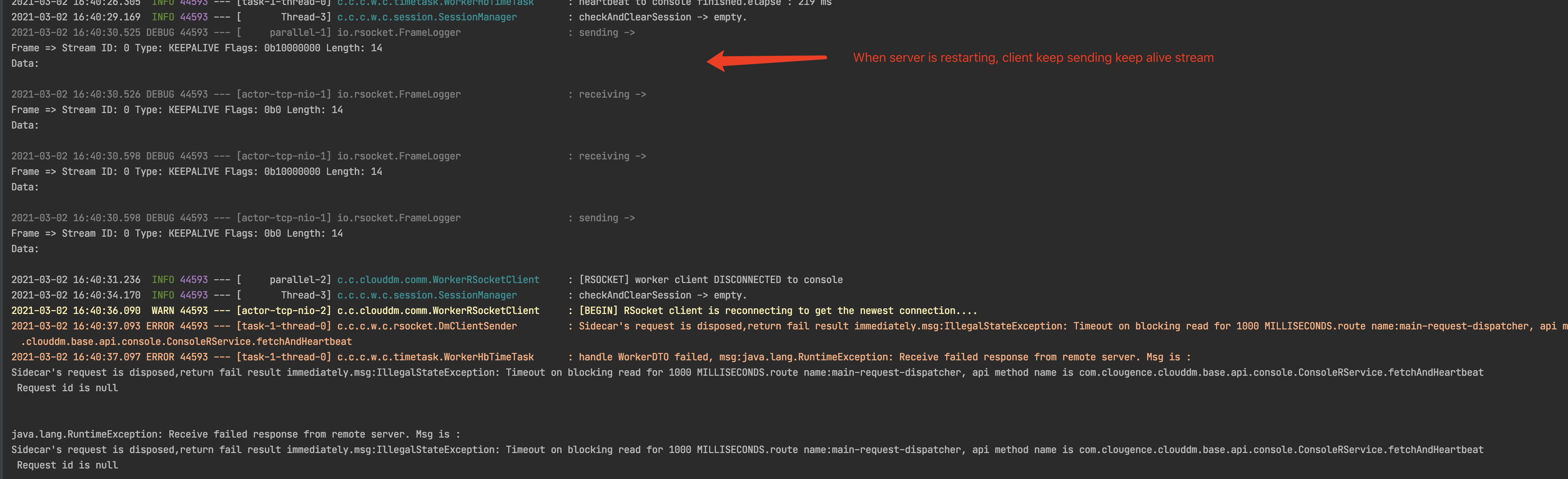 Spring Spring RSocket client send unexpected data whose payload is wrong when during connecting and cause unlimited retry
