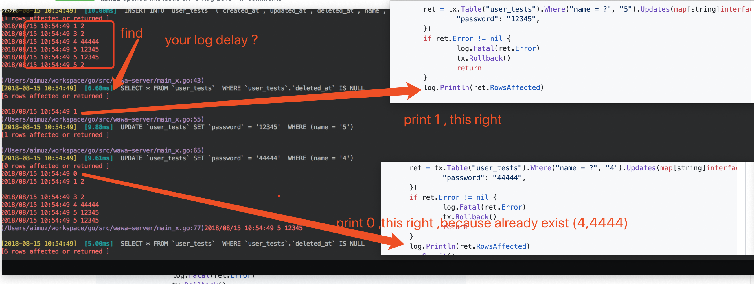 Gorm Transaction update RowsAffected is 0