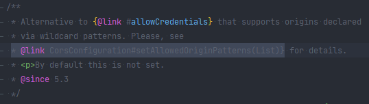 Spring Fix javadoc link syntax