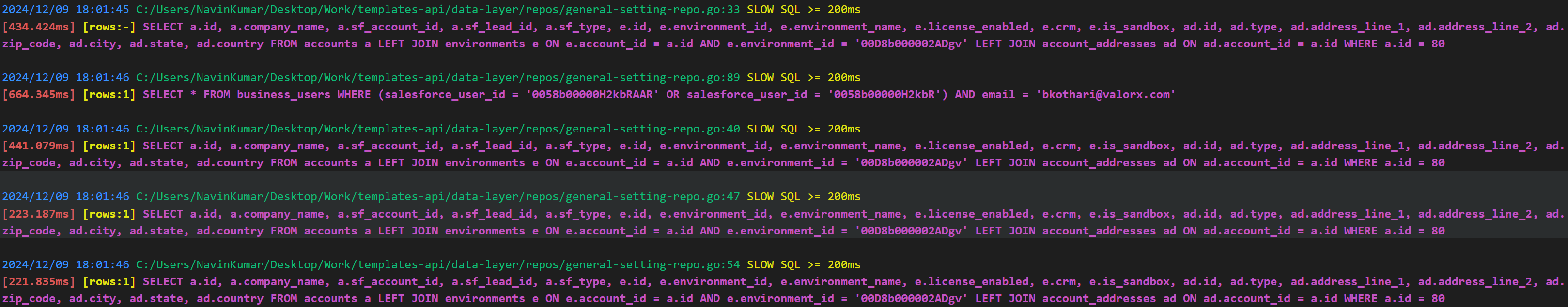 Gorm Inconsistent Execution Time for Same SQL Query
