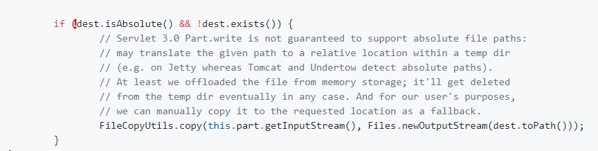 Spring When i use transferTo() to copy a uploadfile to a relative address，the file is missing