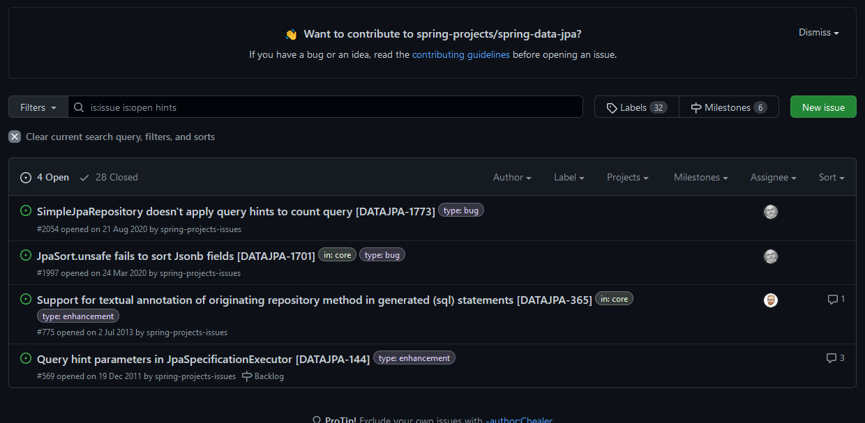 Spring ITS: SEARCH IGNORES TICKETS TRACKING OUTSTANDING ISSUES BY DEFAULT