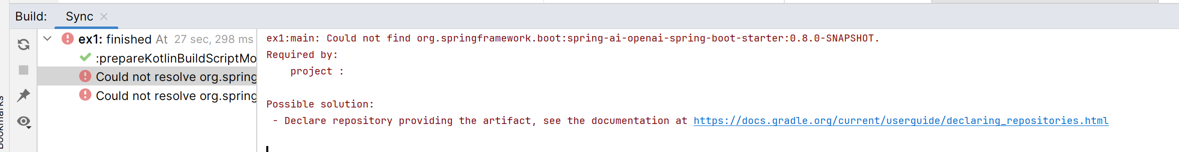 Spring-ai spring ai dependencies how to use in gradle kotlin, doc does not say this