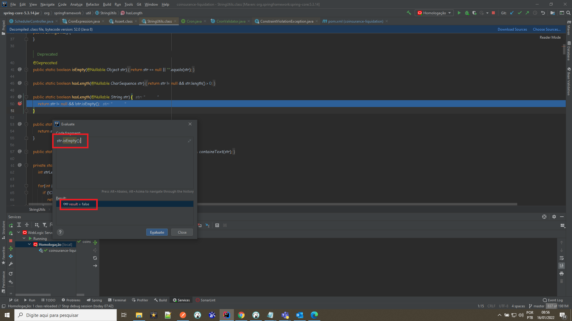 Spring Error validating an empty String org.springframework.util.StringUtils