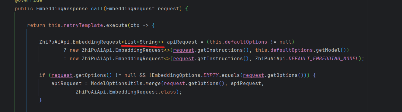 Spring-ai fix:when invoke ZhiPuAiEmbeddingModel.call method request body format error