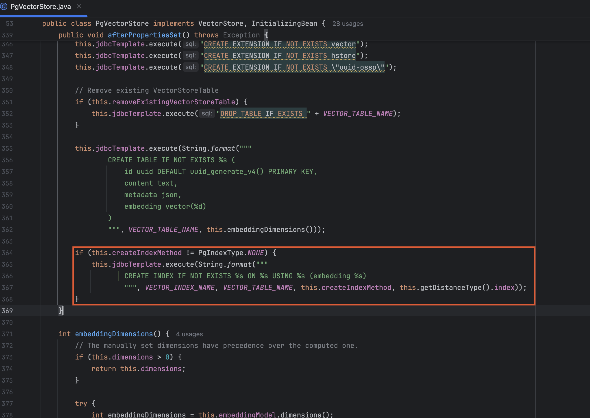 Spring-ai PgVector column cannot have more than 2000 dimensions for index