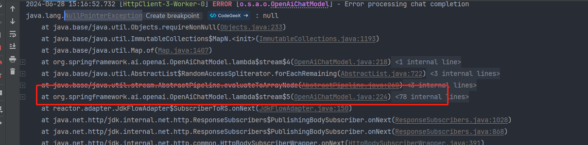 Spring-ai OpenAiChatModel NullPointerException