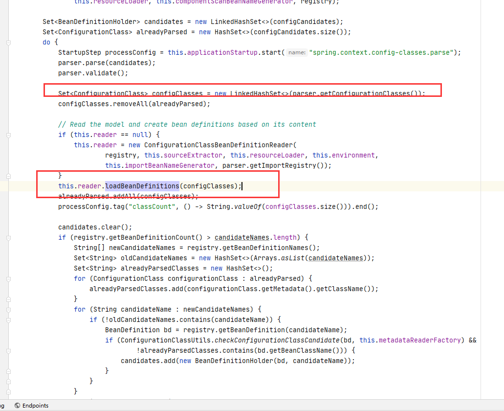 Spring ConfigurationClasses has userless data