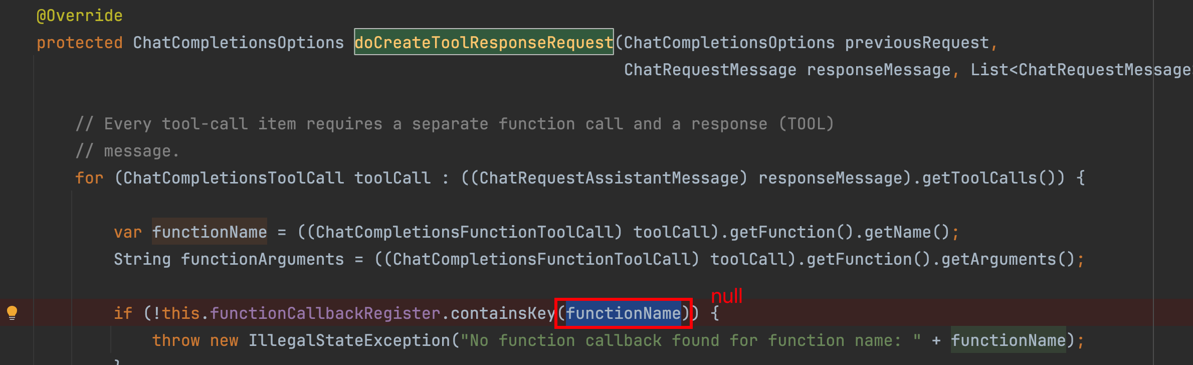 Spring-ai AzureOpenAiChatModel stream skip(1) cause  functionName is null