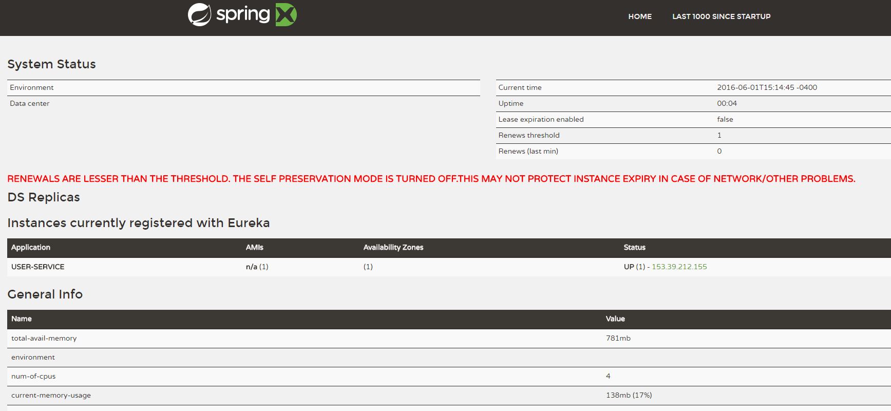 eurekaserver dashboard