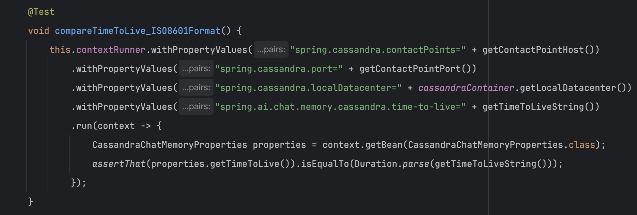 Spring-ai rename timeToLiveSeconds of cassandra property