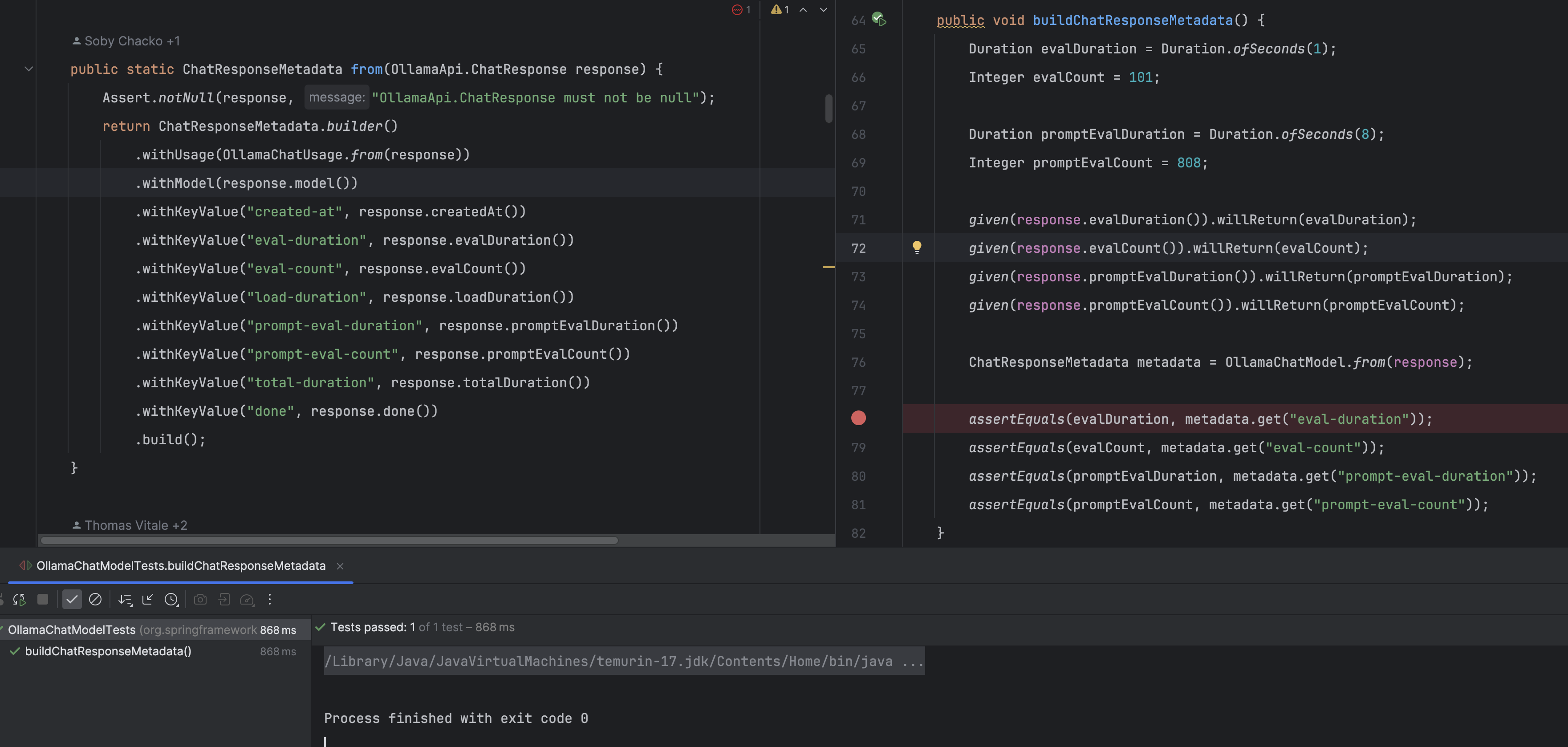 Spring-ai Fix duplicate keys in ChatResponseMetadata for OllamaApi.ChatResponse
