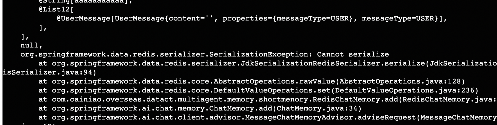 Spring AI Implementation class of the Memory interface, does not support serialization and deserialization.
