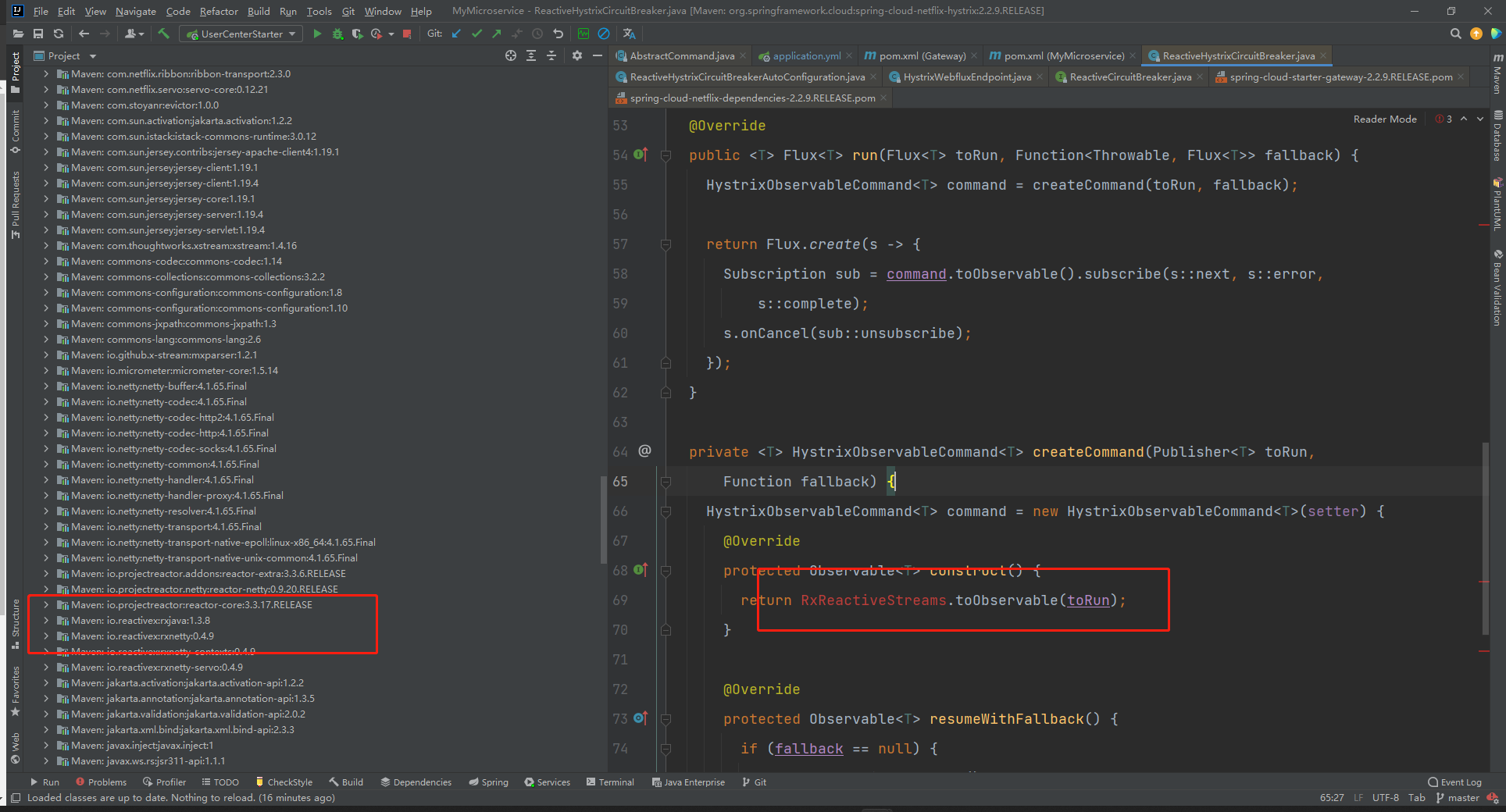 Spring Cloud Netflix method ReactiveHystrixCircuitBreaker.createCommand throw a runtime Exception: java.lang.NoClassDefFoundError: rx/RxReactiveStreams