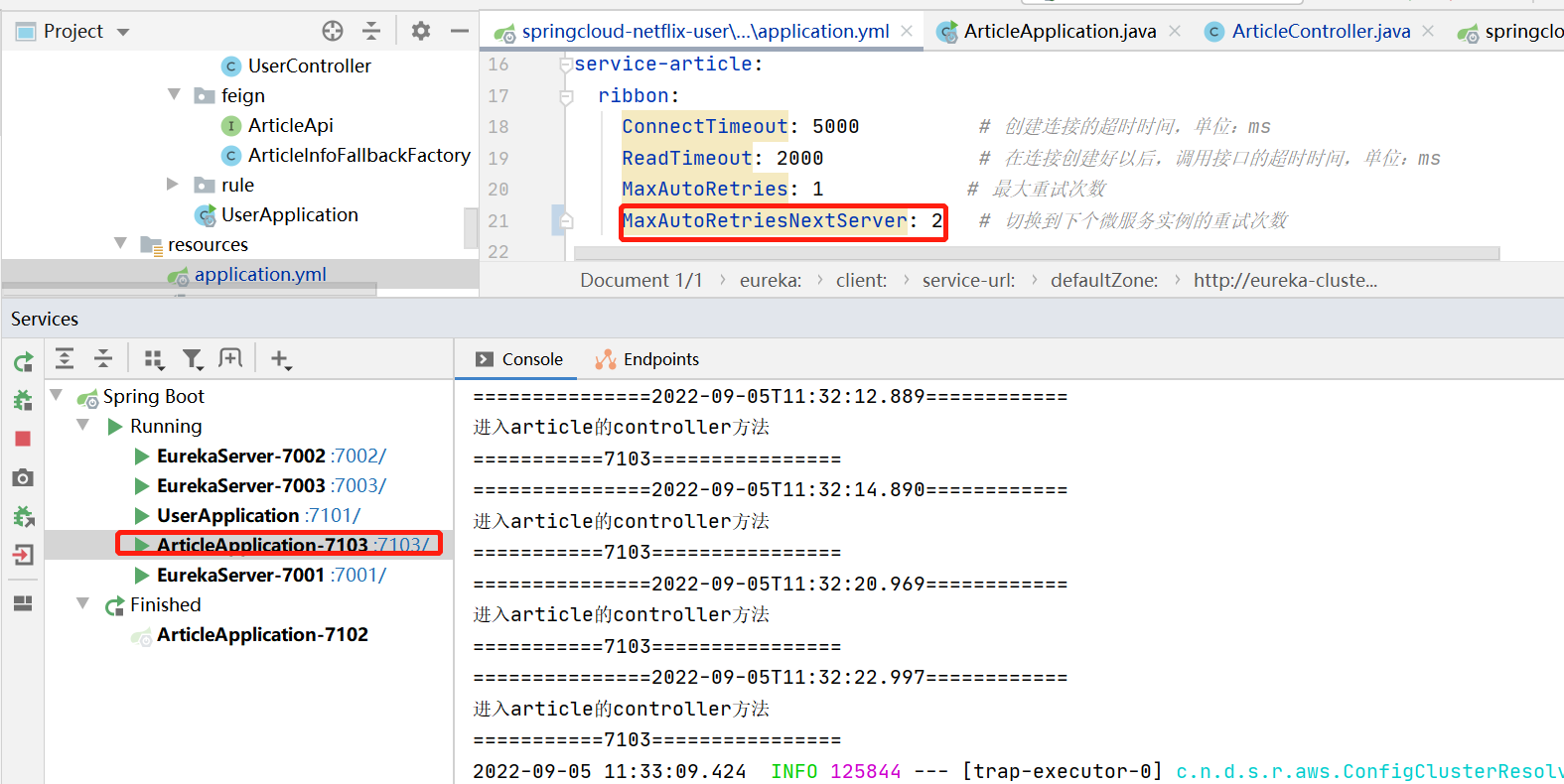 Spring Cloud Netflix Next server selection for retry in RibbonLoadBalancedRetryPolicy