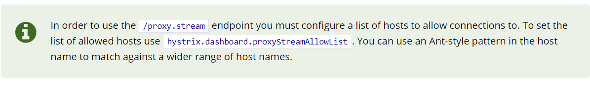 Spring Cloud Netflix sr7 dashboard show WARN :If it should be allowed add it to hystrix.dashboard.proxyStreamAllowList.