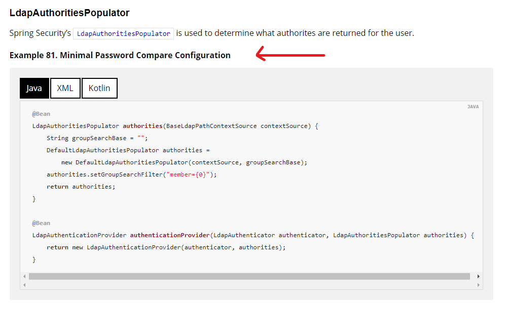 Spring Security Wrong example name in Spring Security documentation