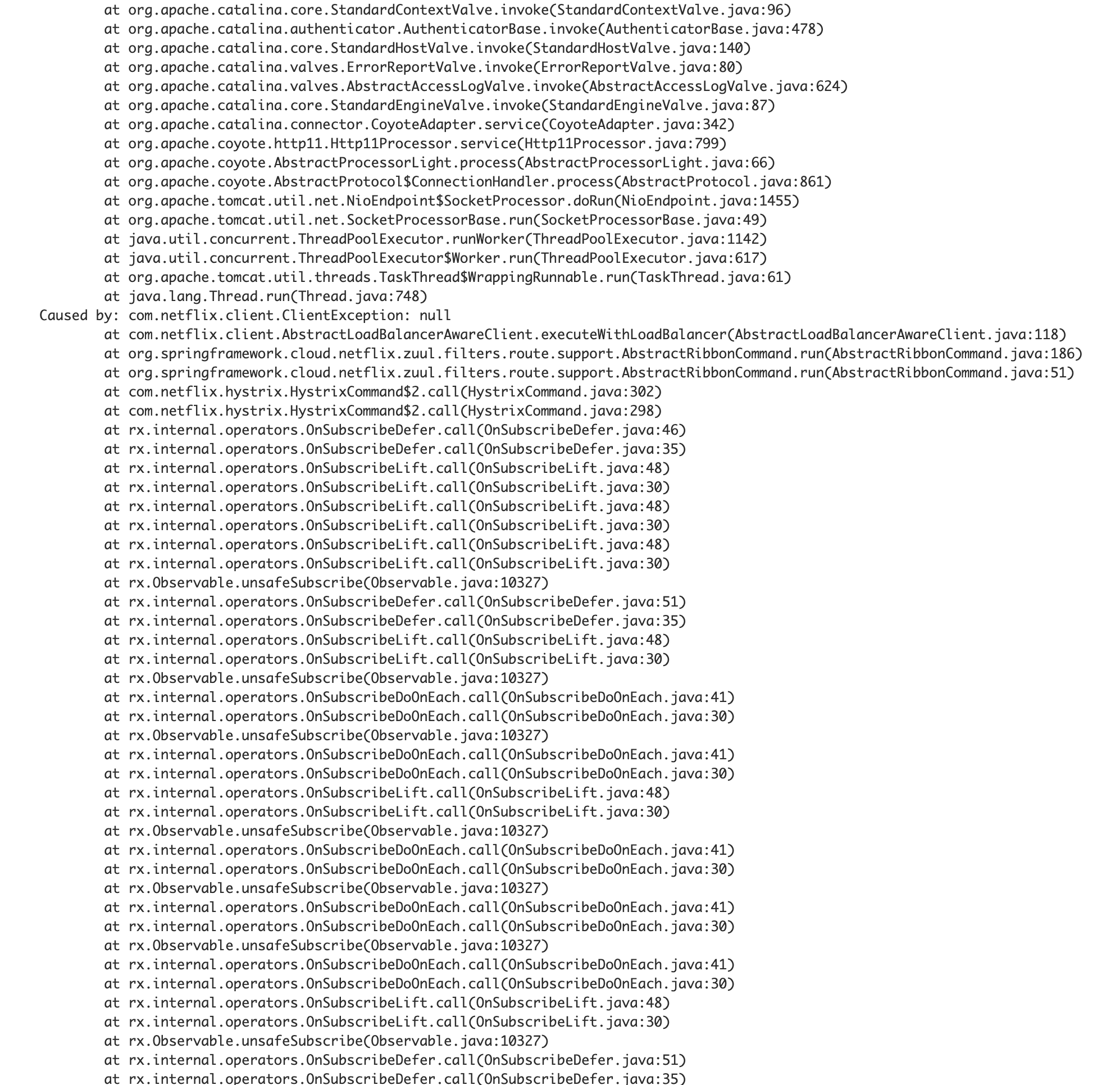 Spring Cloud Netflix org.springframework.cloud.netflix.zuul.util.ZuulRuntimeException: java.net.SocketException: Connection reset
