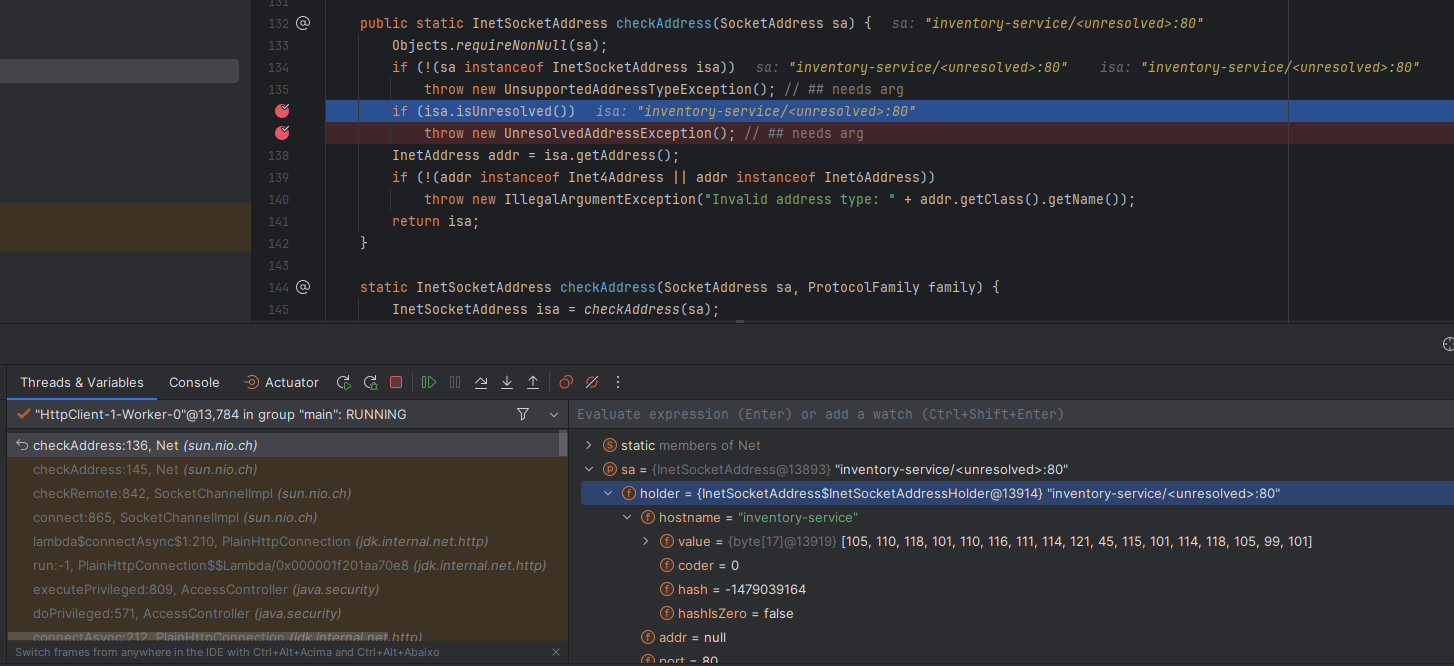 Spring Cloud Netflix UnresolvedAddressException when using webClient.get() to get from a discovery eureka client