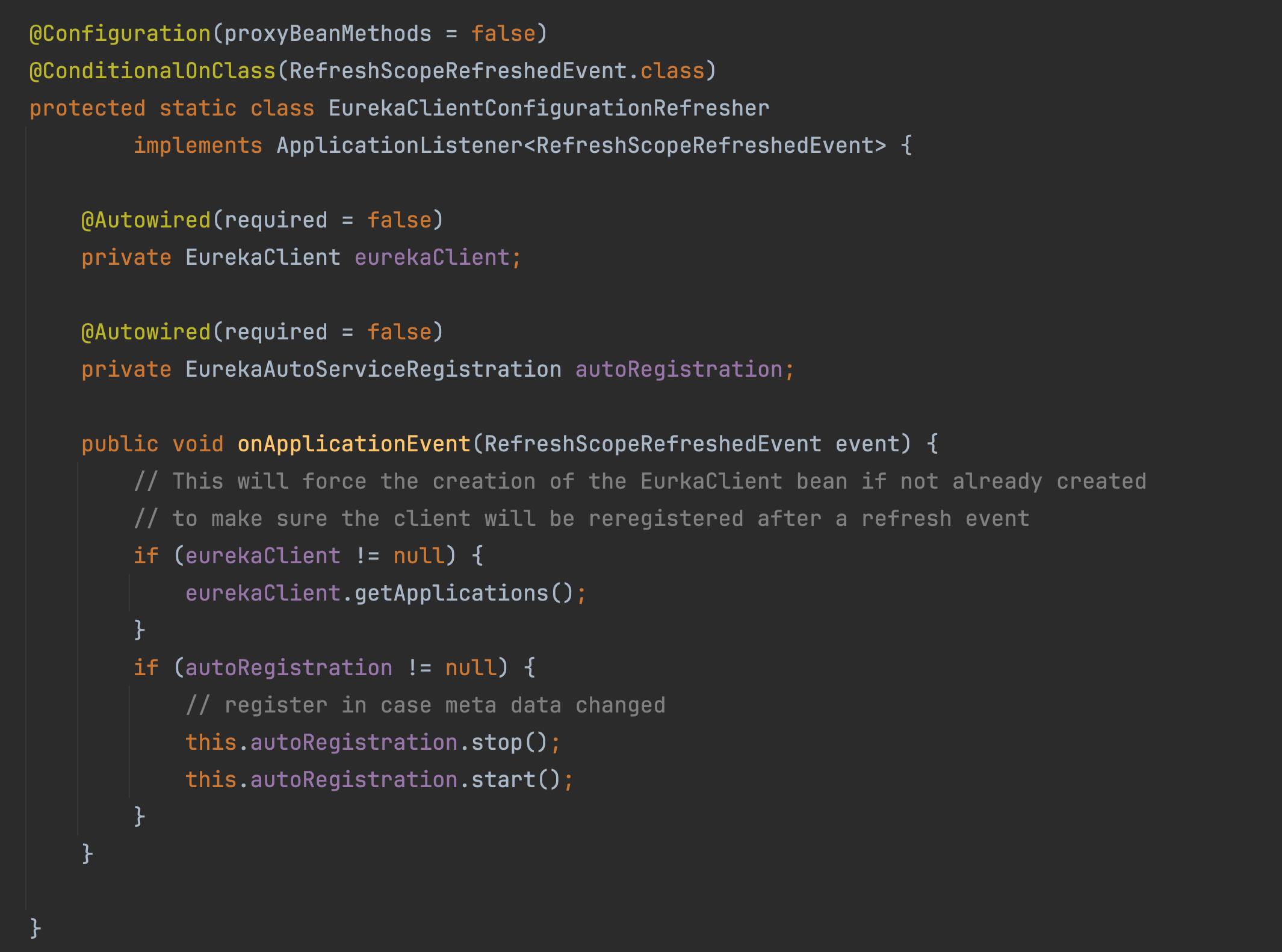 Spring Cloud Netflix About RefreshScopeRefreshedEvent