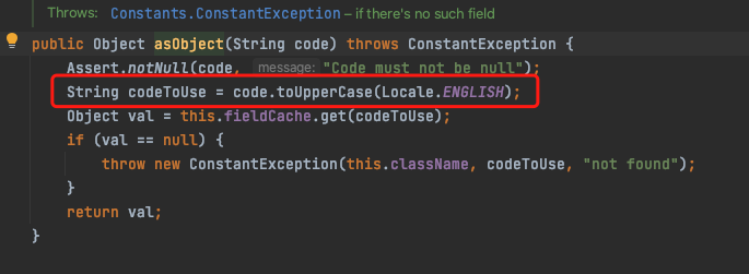 Spring The problem that field must be all capitalized when use Constants